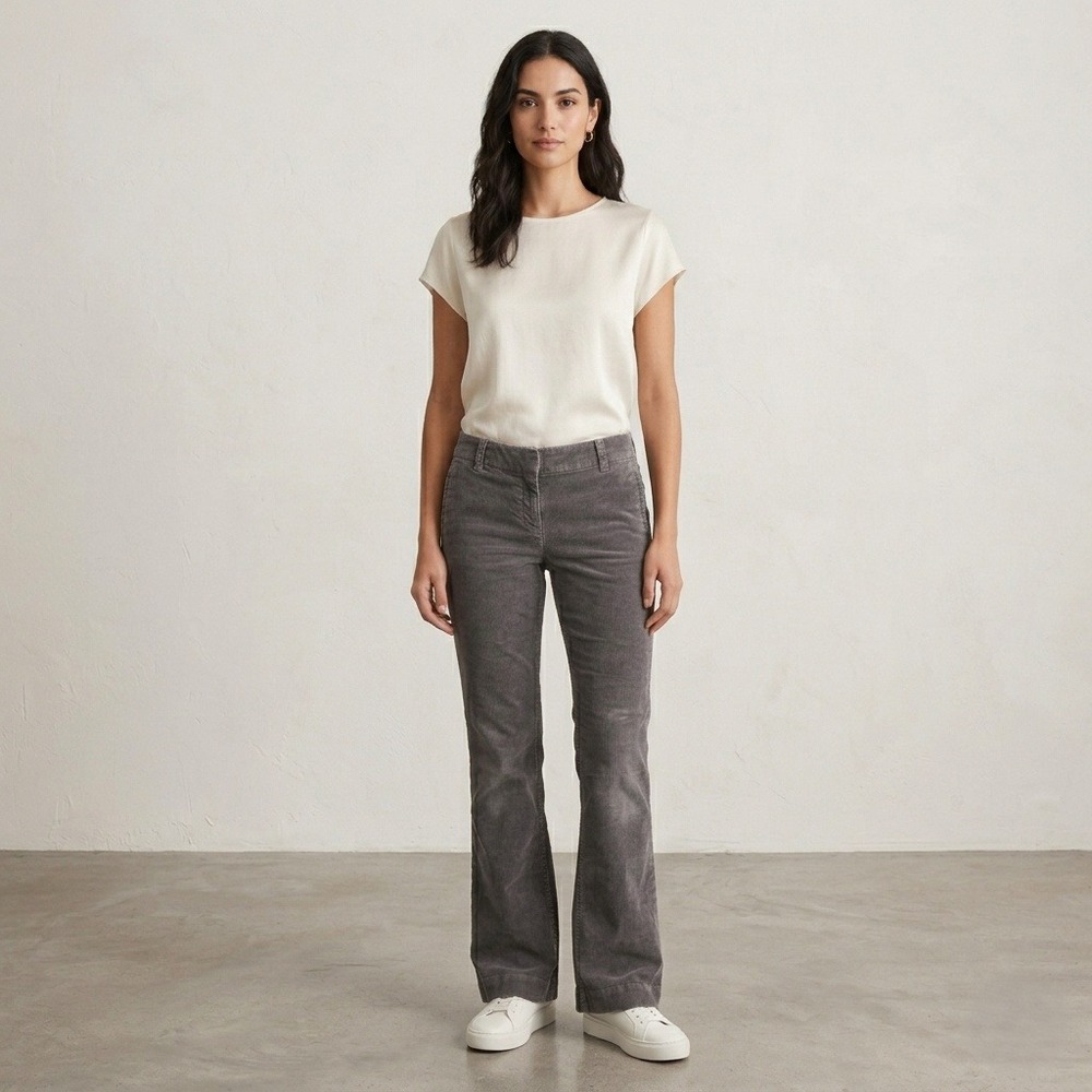 J. Crew Favorite Fit Jeans Womens Sz 4 Corduroy Gray Wide Leg Flared Stretch Y2K - Picture 1 of 14